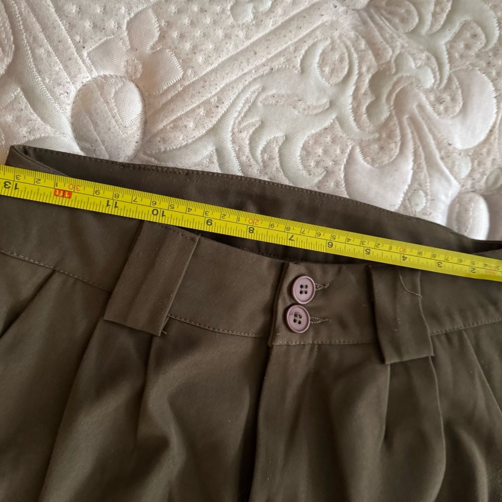 Olive Green Pleated Trousers